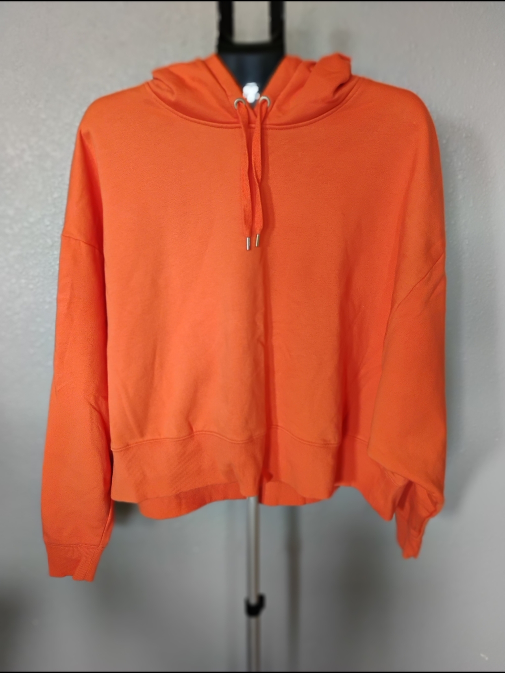 Bright Orange Boxy Hoodie with Drawstring Hood